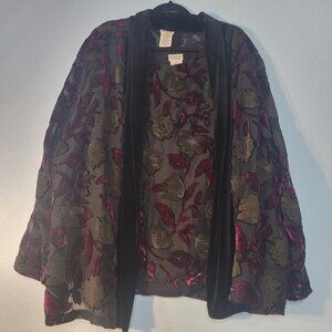 Three Piece Burgundy and Black Burnout Velour Skirt Set Size 3x 22/24